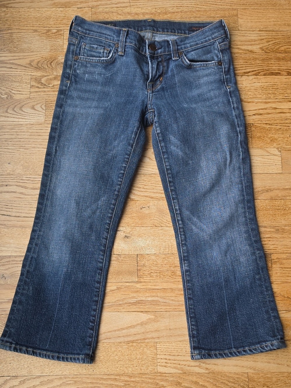 (26) Citizens Of Humanity Faded Blue Wide Leg Capri Denim Jeans Summer Vacation